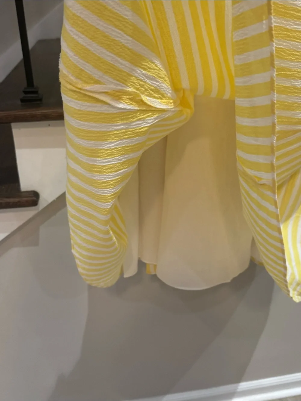 Kate Spade yellow and white striped A-lined midi dress - Picture 3 of 8